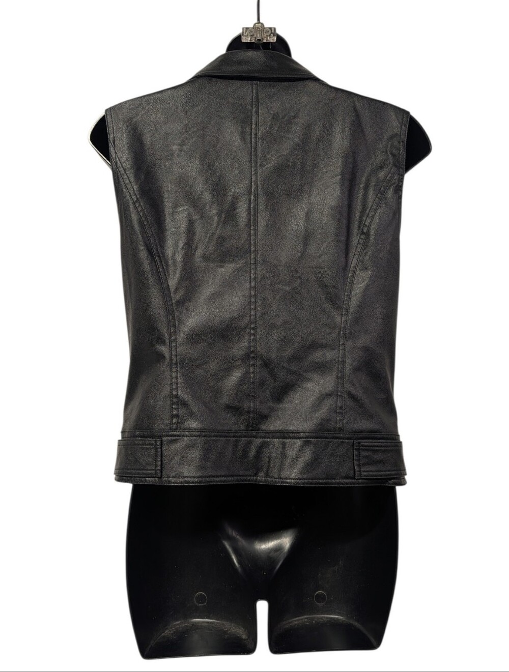 Arden B. Womens Black Faux Leather Moto Biker Vest Size M Full Zip Zipper Lined - Picture 2 of 9